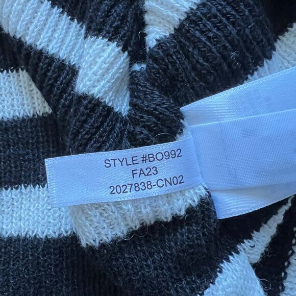 J.Crew Factory Poncho Sweater One Size Black/White Striped Wool Blend - Picture 7 of 7